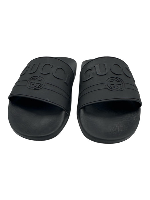 Gucci Shoe Size 40 Blue & Black Synthetic Slides Logo Sandals Blue & Black / 40