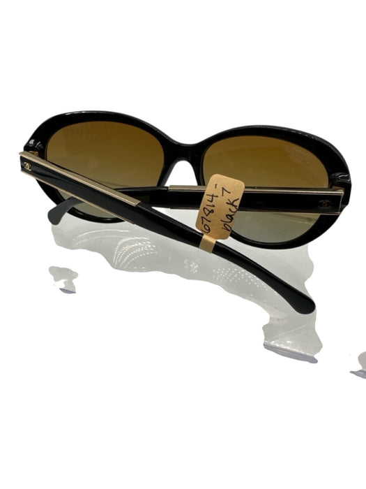 Chanel Black & Brown Acetate Gradient Lens Round Polarized Sunglasses Black & Brown