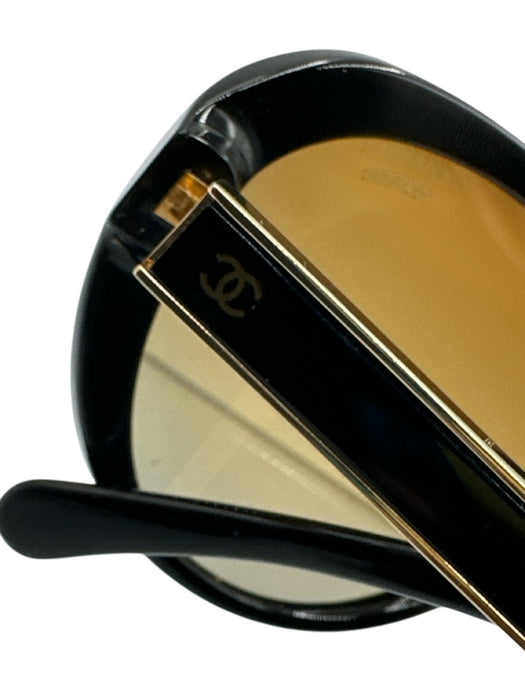 Chanel Black & Brown Acetate Gradient Lens Round Polarized Sunglasses Black & Brown