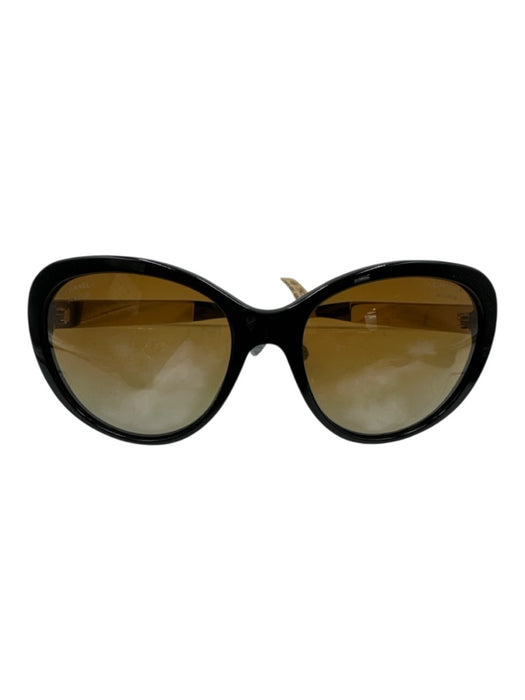 Chanel Black & Brown Acetate Gradient Lens Round Polarized Sunglasses Black & Brown