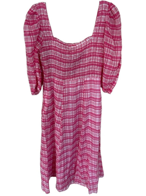 Olivia James the Label Size XS Pink & White Cotton Gingham Rouched Maxi Dress Pink & White / XS
