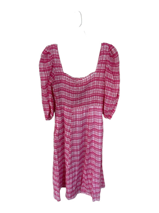 Olivia James the Label Size XS Pink & White Cotton Gingham Rouched Maxi Dress Pink & White / XS