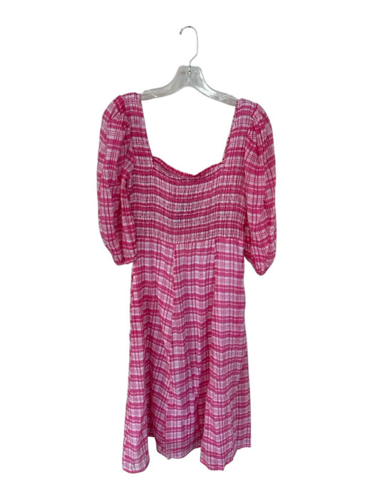 Olivia James the Label Size XS Pink & White Cotton Gingham Rouched Maxi Dress Pink & White / XS