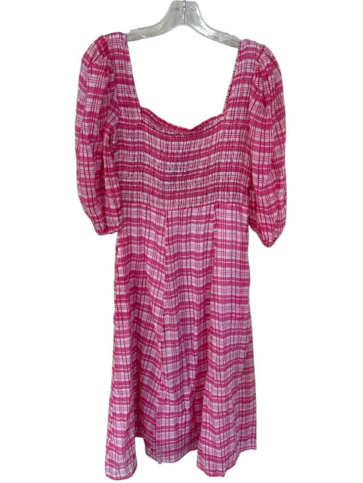 Olivia James the Label Size XS Pink & White Cotton Gingham Rouched Maxi Dress Pink & White / XS