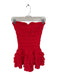 Lyn Burches Size Est 0 Red Polyester Rouched Tiered Skirt Lace Hem Mini Romper Red / Est 0