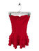 Lyn Burches Size Est 0 Red Polyester Rouched Tiered Skirt Lace Hem Mini Romper Red / Est 0