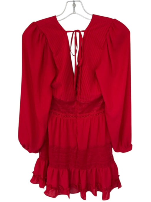 Layered with Love Size XS Red Polyester Lace Detail V Neck Mini Dress Red / XS