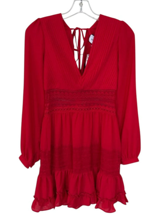 Layered with Love Size XS Red Polyester Lace Detail V Neck Mini Dress Red / XS