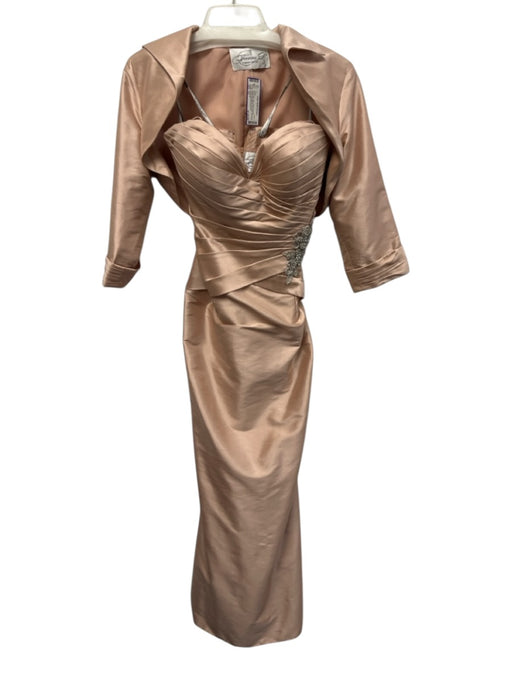 Ivonne D. Size 12 Pink Silk Jacket Jeweled Application pleats Two Piece Gown Pink / 12