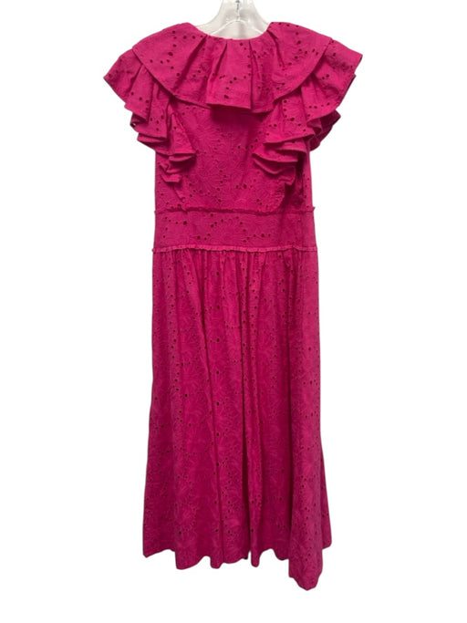 Ted Baker Size 4 Pink Cotton Cotton Sleeveless Ruffle Cap Sleeve Cut Outs Dress Pink / 4
