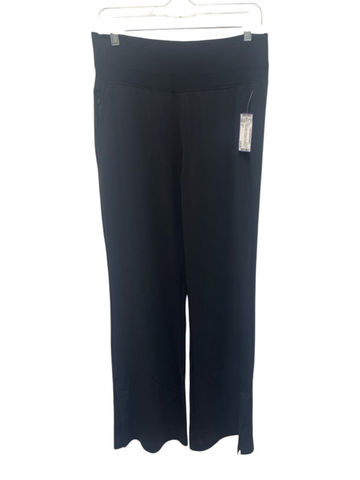 Athleta Size M Black Nylon & Spandex Knit Waist Zip Pocket Wide Leg Pants Black / M