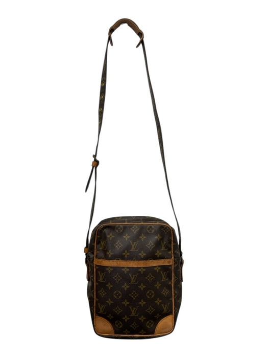 Louis Vuitton Brown & Tan Leather Monogram Shoulder Crossbody Strap Bag Brown & Tan / S/M