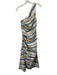 A.L.C. Size M / 8 Blue, Brown & Multi Print Linen Blend Striped Midi Dress Blue, Brown & Multi Print / M / 8