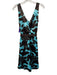 Mica Size M / 8 Blue & Brown Polyester Floral & Leaf Print Sleeveless Dress Blue & Brown / M / 8