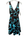 Mica Size M / 8 Blue & Brown Polyester Floral & Leaf Print Sleeveless Dress Blue & Brown / M / 8