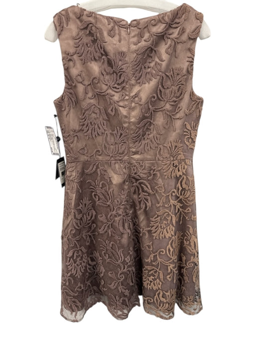 Adrianna Papell Size M / 10 Taupe Purple Nylon & Cotton Lace Overlay Dress Taupe Purple / M / 10