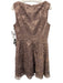 Adrianna Papell Size M / 10 Taupe Purple Nylon & Cotton Lace Overlay Dress Taupe Purple / M / 10