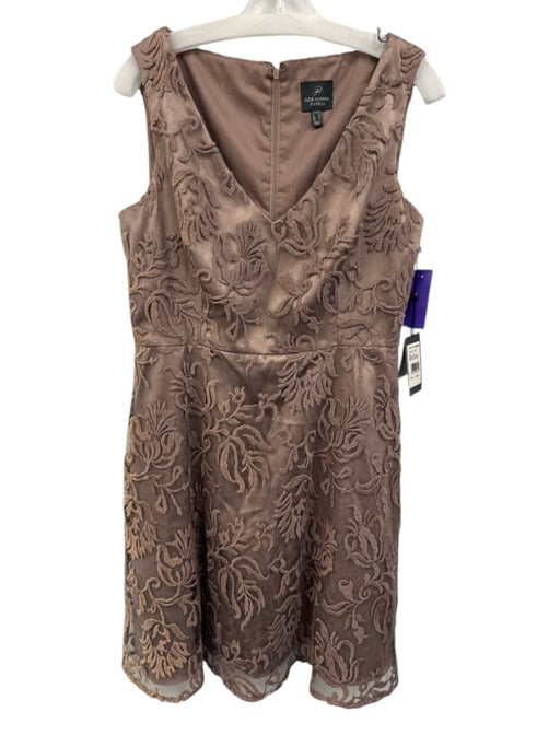 Adrianna Papell Size M / 10 Taupe Purple Nylon & Cotton Lace Overlay Dress Taupe Purple / M / 10