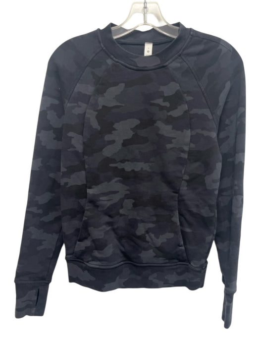 Lululemon Size 4 Black Gray Cotton Crew Neck Cameo Long Sleeve Sweater Black Gray / 4