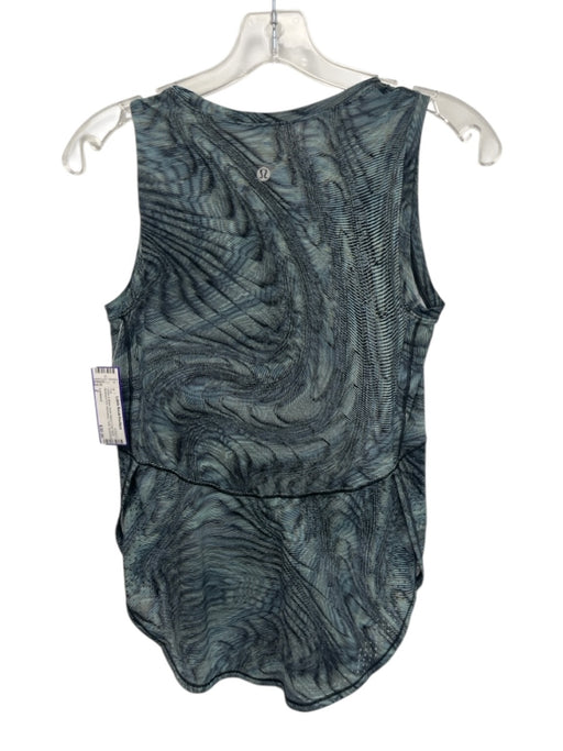 Lululemon Size 2 Green & Black Nylon Blend Crew Neck Abstract Print Tank Top Green & Black / 2