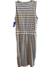 Evereve Size Medium Cream & Blue Cotton Blend Striped V Neck Sleeveless Dress Cream & Blue / Medium