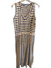 Evereve Size Medium Cream & Blue Cotton Blend Striped V Neck Sleeveless Dress Cream & Blue / Medium