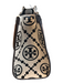 Tory Burch Cream & Black Embossed Leather Monogram Magnetic Close 2 handles Bag Cream & Black / Small