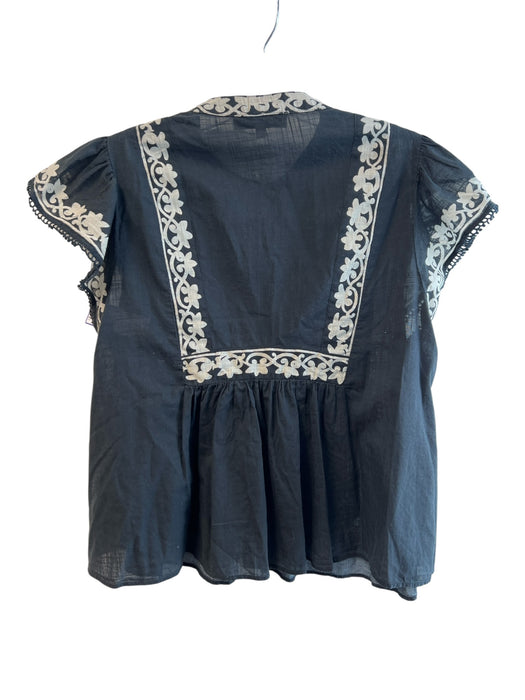 Sea x RTR. Size Small Black & Gray Cotton Button Down Ruffle Sleeveless Top Black & Gray / Small