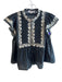 Sea x RTR. Size Small Black & Gray Cotton Button Down Ruffle Sleeveless Top Black & Gray / Small