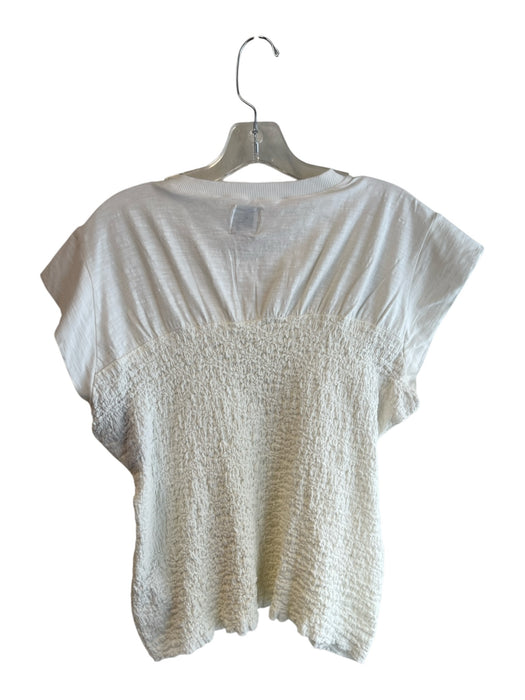 Maeve Size Large White Cotton Blend Crew Neck Stretch bodice Top White / Large