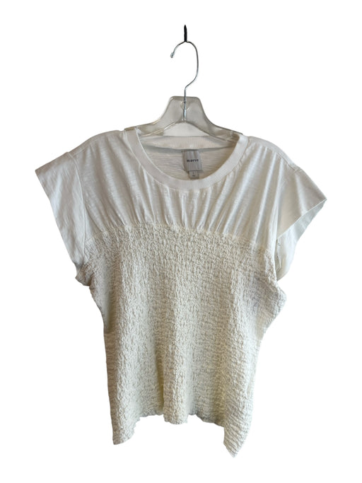 Maeve Size Large White Cotton Blend Crew Neck Stretch bodice Top White / Large