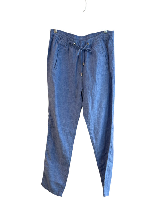 Lilly Pulitzer Size Small Blue Linen Stretch Waist Pockets Straight Leg Pants Blue / Small