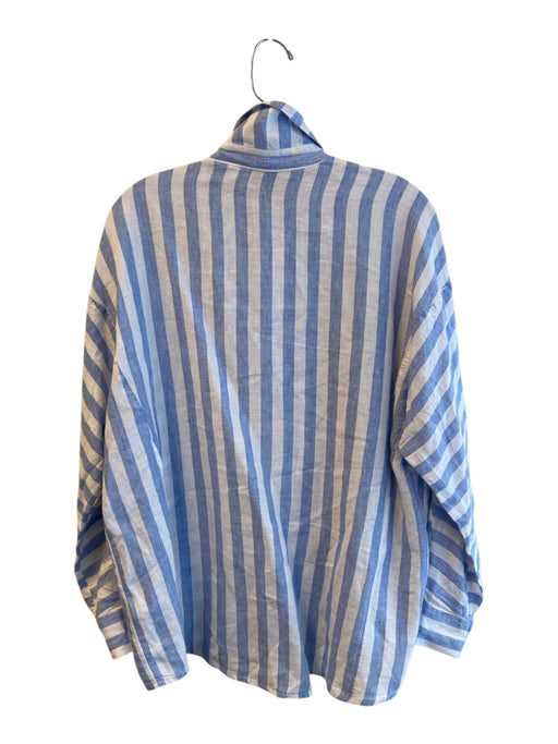 Vineyard vines Size 8 Blue & White Linen Stripe Collared buttondown Top Blue & White / 8