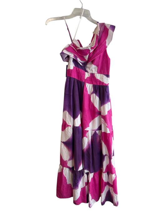 Busayo Size 6 Pink, White & Purple Linen Blend Back Zip One Shoulder Maxi Dress Pink, White & Purple / 6