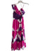 Busayo Size 6 Pink, White & Purple Linen Blend Back Zip One Shoulder Maxi Dress Pink, White & Purple / 6