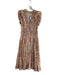 Elan Size Medium Pink, Yellow & White Cotton Side Zip V Neck Lined Dress Pink, Yellow & White / Medium