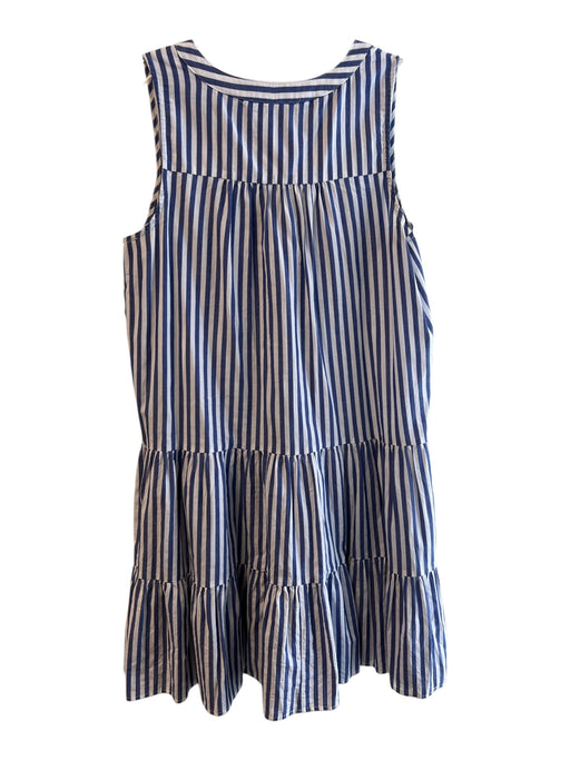 Pomander Place Size Medium Blue & White Cotton Striped V Neck Sleeveless Dress Blue & White / Medium