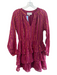 Adelyn Rae Size S Pink Cotton Blend V Neck Long Sleeve Ruffle Stripe Dress Pink / S