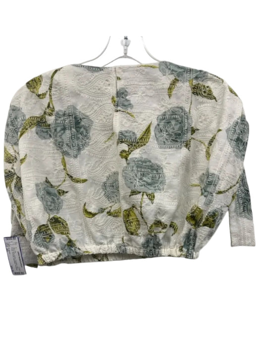En Saison Size XS White, Blue, Green Polyester Crop Floral Tie Detail Skirt Set White, Blue, Green / XS