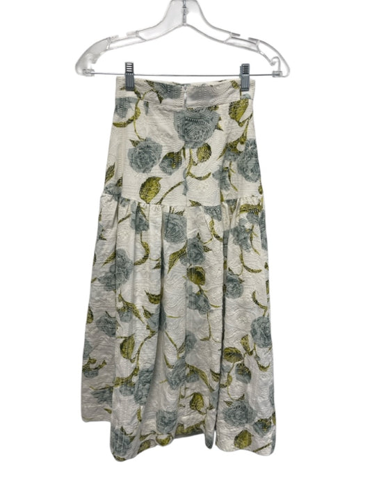 En Saison Size XS White, Blue, Green Polyester Crop Floral Tie Detail Skirt Set White, Blue, Green / XS