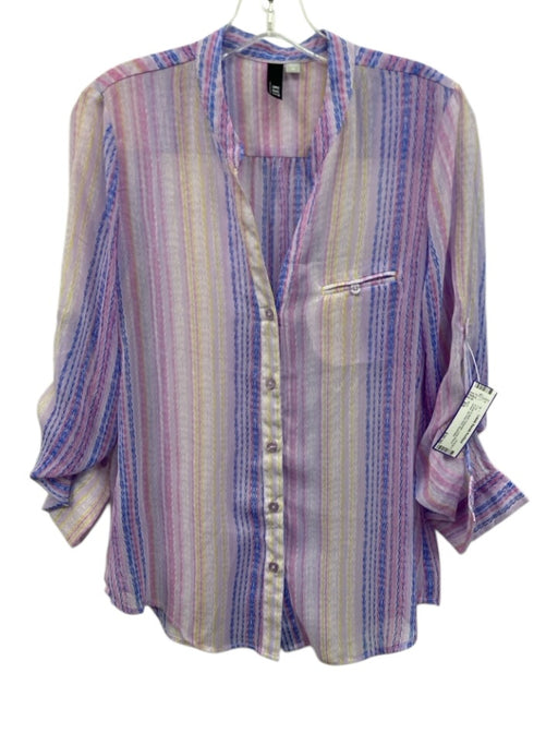 KUT Size XS Purple & Multi Polyester Long Sleeve Sheer All Over Print Top Purple & Multi / XS