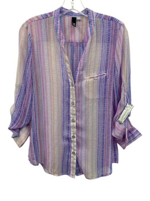 KUT Size XS Purple & Multi Polyester Long Sleeve Sheer All Over Print Top Purple & Multi / XS