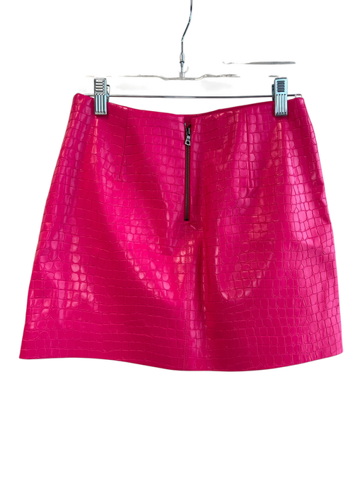 Alice + Olivia Size 0 Pink Polyethylene Back Zip Reptile Embossed Mini Skirt Pink / 0