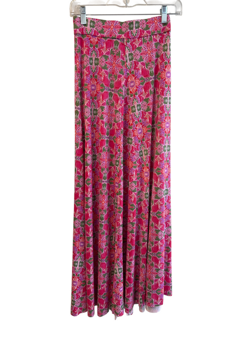 Misa Size XS Pink & Multi Polyester Elastic Waist Floral Print Maxi Skirt Pink & Multi / XS