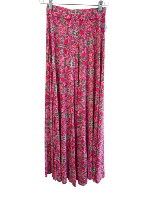 Misa Size XS Pink & Multi Polyester Elastic Waist Floral Print Maxi Skirt Pink & Multi / XS