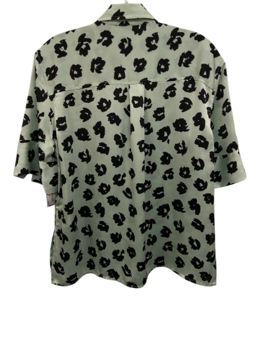 Equipment Femme Size S Mint & Black Polyester Printed Button Front Collar Top Mint & Black / S