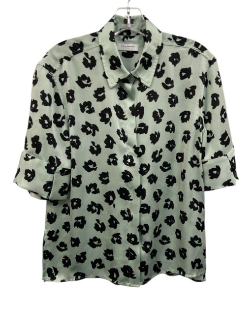 Equipment Femme Size S Mint & Black Polyester Printed Button Front Collar Top Mint & Black / S