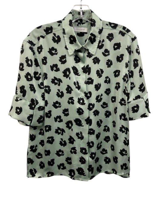 Equipment Femme Size S Mint & Black Polyester Printed Button Front Collar Top Mint & Black / S