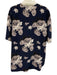 Theory Size S Navy & Multi Silk V Neck Floral 1/2 Arm Top Navy & Multi / S