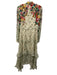 Saloni Size 4 Cream & Multi Silk Zip & Button Long Sleeve Ruffles Mock Neck Top Cream & Multi / 4